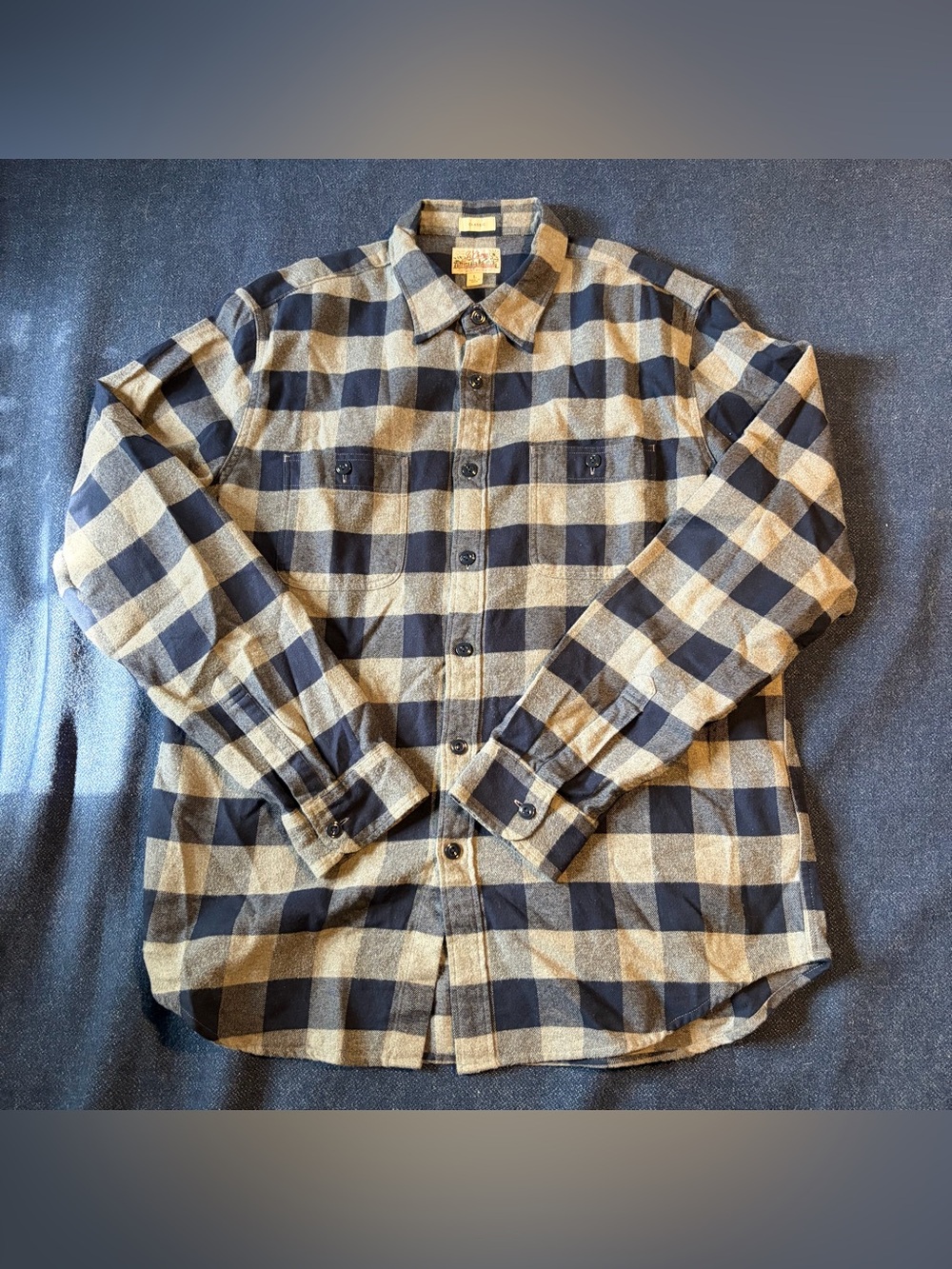 J.Crew Midweight Flannel Workshirt, Navy & Gray Buffalo, Men’s Large - Picture 2 of 6